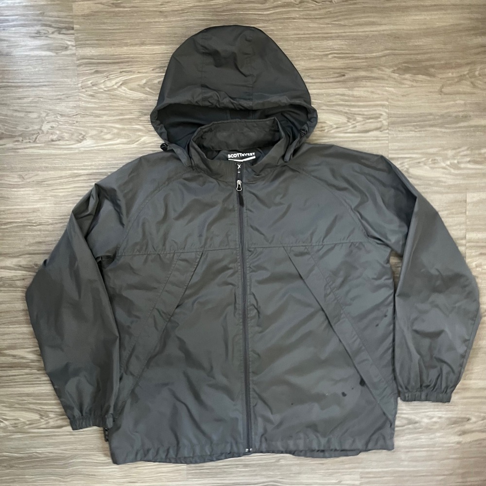 SCOTTeVEST TEC Windbreaker Jacket Mens XXL Gray Multi-Pocket Travel Tech Shell